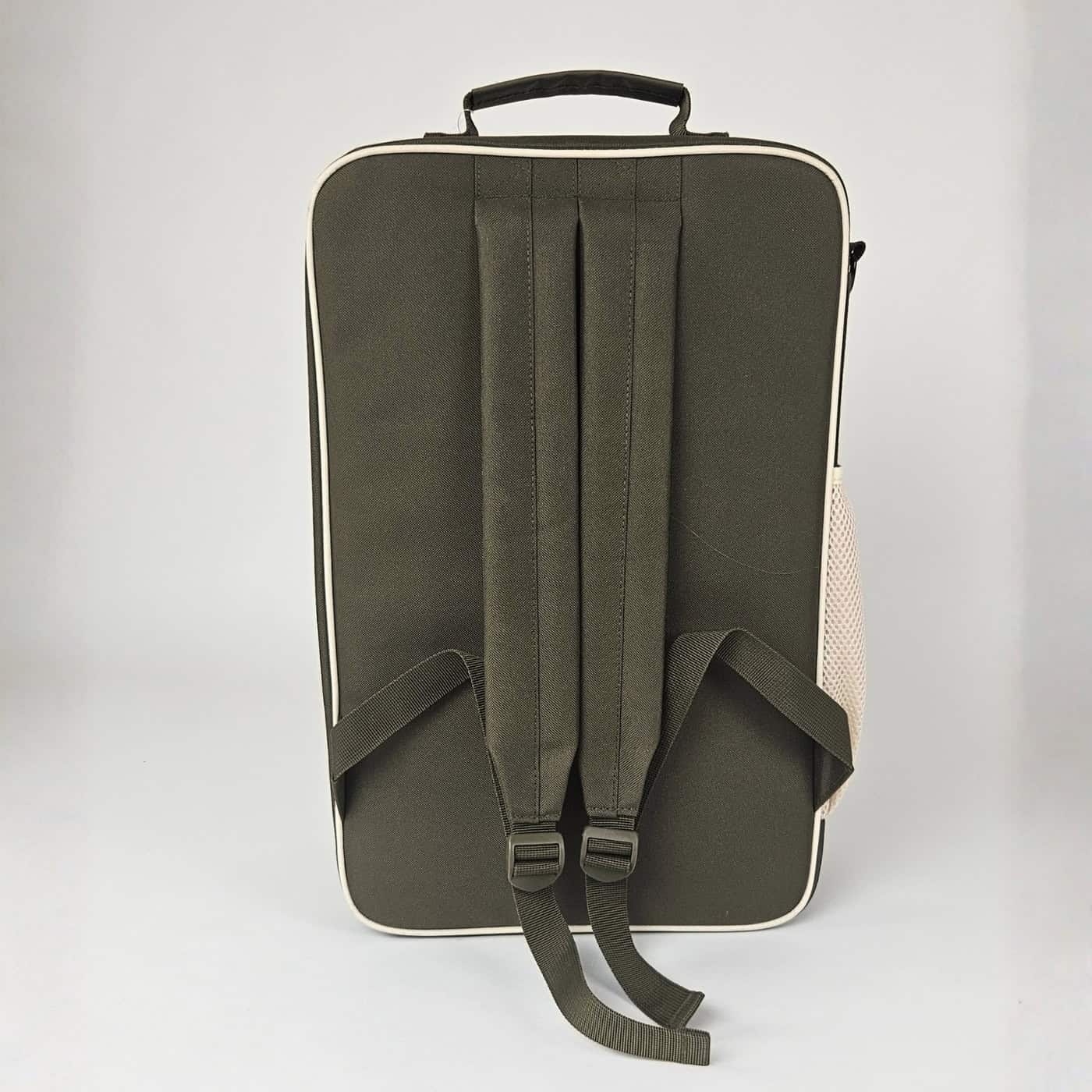Olive green Superior Boccia backpack with beige zipper and details