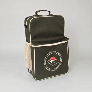 Olive green Superior Boccia backpack with beige zipper and details